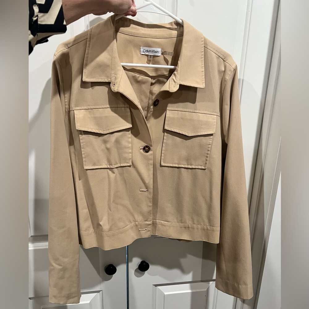 Calvin Klein Tan Blazer Jacket with Front Flap Pockets